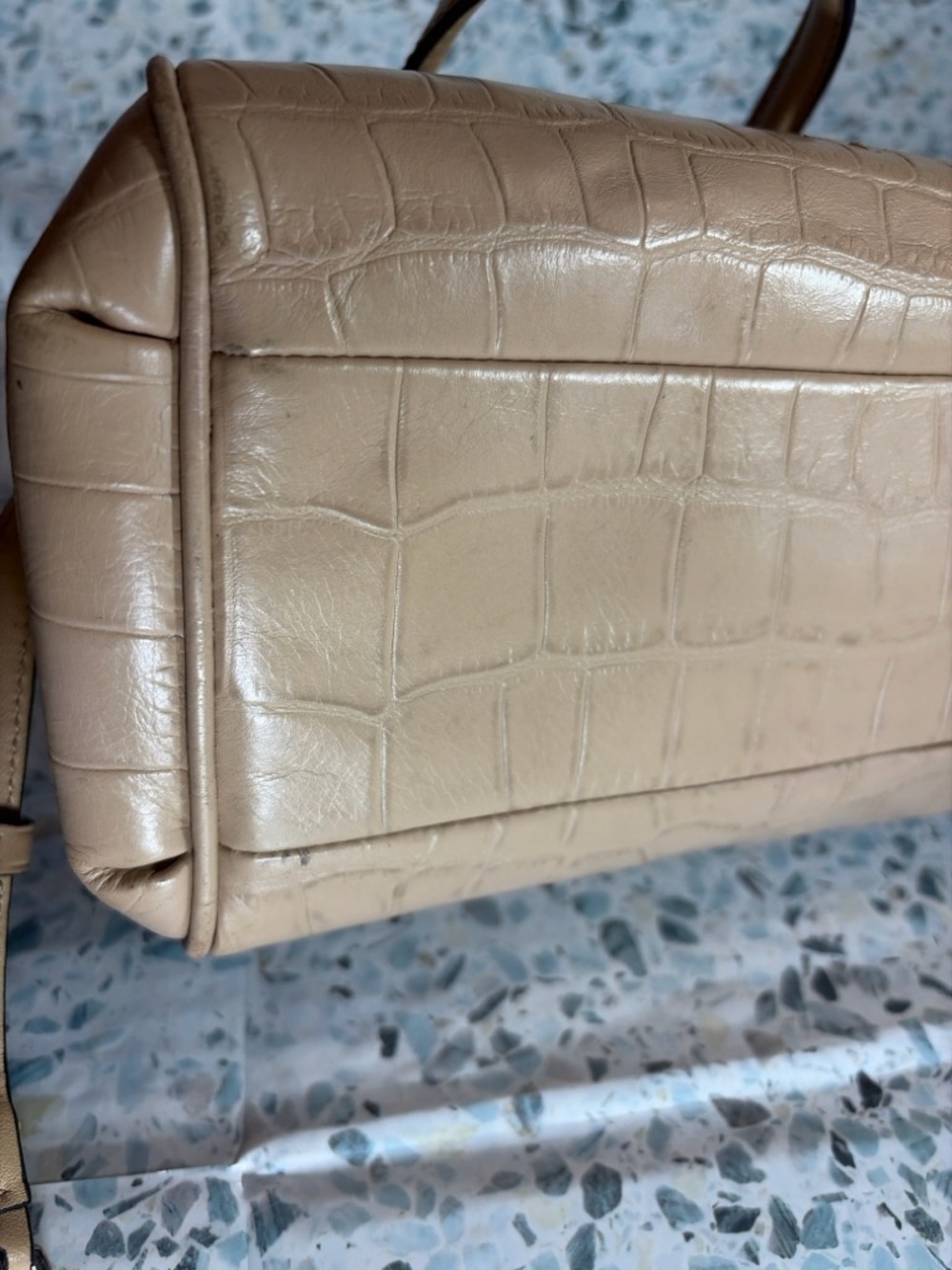 Coach F35231 Beige Croc Embossed Leather Mini Christie Satchel Crossbody - Picture 8 of 9